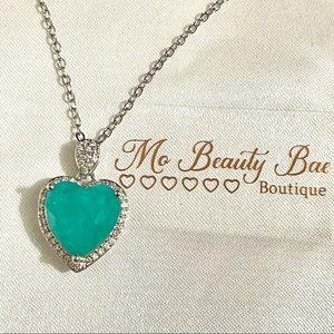 Silver Ocean Blue Heart Necklace